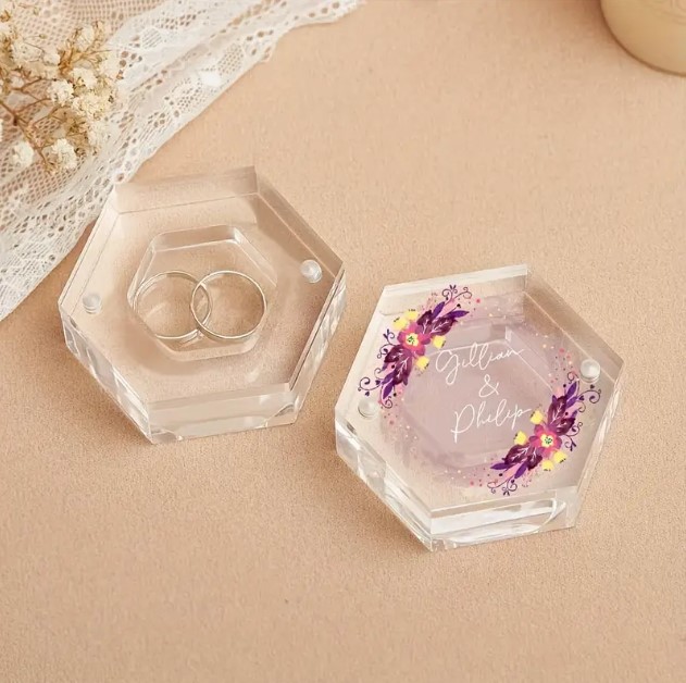 Personalized Clear Acrylic Wedding Ring Box