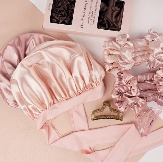 No Heat Hair Curler Set with Luxurious Satin Bonnet The Bridal Marketplace