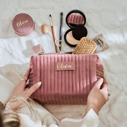 Personalized Velvet Cosmetic Bag for bridesmaid, wedding